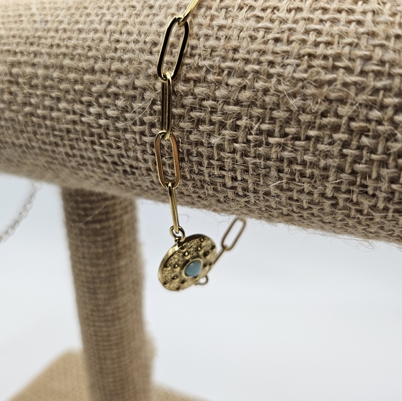 🆕️Vintage Color Natural Stone Bracelet Stainless Steel rays of sun Turquois - Picture 3 of 3